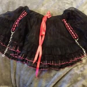 Tripp NYC Black Skirt with Pink Ribbon Accent